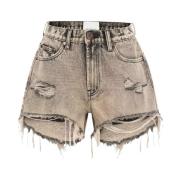 Beige distressed denim shorts One Teaspoon , Gray , Dames