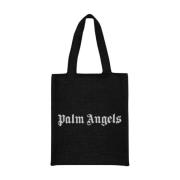 Zwarte Logo Shopper Tas Palm Angels , Black , Unisex