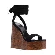 Zwarte Sleehak Sandalen Marmer Bruin Haus OF Honey , Black , Dames