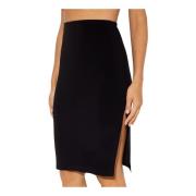 Zwarte Split Midi Rok Norma Kamali , Black , Dames