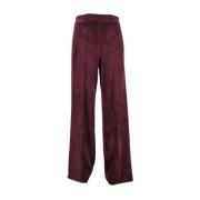 Bordeaux Fluweel Wijde Pijp Broek D.Exterior , Red , Dames