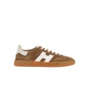 Bruine Suède Contrast Sneakers Hogan , Brown , Heren