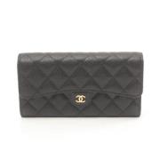 Pre-owned Leather wallets Chanel Vintage , Black , Dames