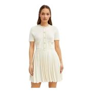 Crème Mini Jurk met Parelknopen Self Portrait , White , Dames