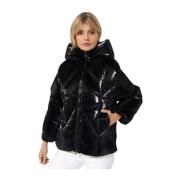 Zwarte Muriel jas met metallic glans Hetregó , Black , Dames