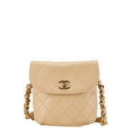 Pre-owned Leather chanel-bags Chanel Vintage , Beige , Dames