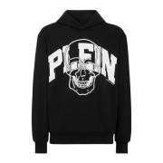 Zwarte Skull Hoodie Stijlvol Model Philipp Plein , Black , Heren