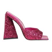 Fuchsia Glitter Vierkante Neus Muiltjes The Attico , Pink , Dames