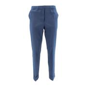 Blauwe Linnen Slim-Fit Broek met Lurex D.Exterior , Blue , Dames