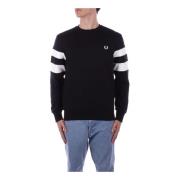 Zwart Logo Voorkant Sweater Katoen Fred Perry , Black , Heren