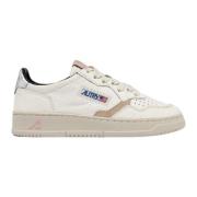 Witte leren sneakers met metallic afwerking Autry , White , Dames