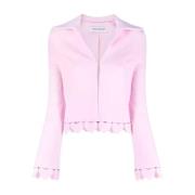 Roze Wollen Blazer met Kantdetail Mach & Mach , Pink , Dames