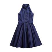 Navy Uitlopende Jurk met Kraag Fay , Blue , Dames