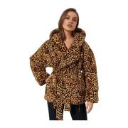 Panterprint Hoodie Jas Norma Kamali , Brown , Dames