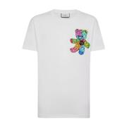 Wit T-shirt met Kleurrijke Smile Teddy Grafische Philipp Plein , White...