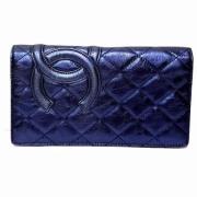 Pre-owned Leather wallets Chanel Vintage , Blue , Dames