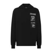 Zwarte Hoodie met Scratch Embleem Plein Sport , Black , Heren