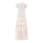 Crème Ruche Jurk Vivian Needle & Thread , White , Dames