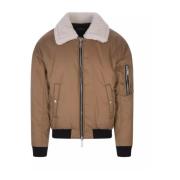 Beige Bomberjack met Bladprint Dsquared2 , Beige , Heren