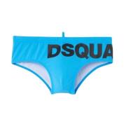 Blauwe Zwembroek met Logo Dsquared2 , Blue , Heren