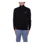 Zwarte Rits Trui Hoge Hals Fred Perry , Black , Heren