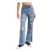 Blauwe Distressed Wide Leg Jeans One Teaspoon , Blue , Dames