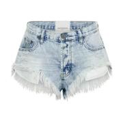 Blauwe Lage Taille Denim Shorts One Teaspoon , Blue , Dames