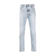 Lichtblauwe Jeans met Wit Logo Palm Angels , Blue , Heren