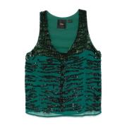 Zebra Patroon Paillet Top Pinko , Green , Dames