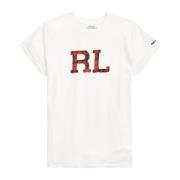 Wit t-shirt met logo Straight Fit Ralph Lauren , White , Dames