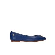 Marineblauwe leren ballerina's Ralph Lauren , Blue , Dames