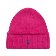 Roze gebreide muts met logo Ralph Lauren , Pink , Dames