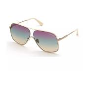 Metalen Frame Verlooplens Zonnebril Tom Ford , Yellow , Dames