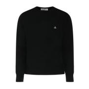 Navy Wool Orb Logo Jumper Vivienne Westwood , Blue , Heren