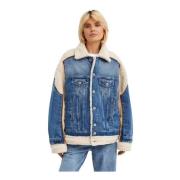 Blauwe Denim Shearling Jack Oversized Stijl Jean Paul Gaultier , Blue ...