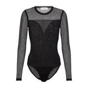 Doorschijnende hart halslijn zwarte bodysuit Nina Ricci , Black , Dame...