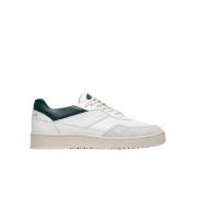 Witte leren sneakers Ronde neus Groene accenten Filling Pieces , White...