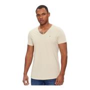 Basis V-hals T-shirt - Beige Tommy Jeans , Beige , Heren