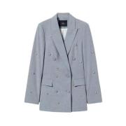 Grijze Blazer met Strass Applicaties Twinset , Gray , Dames