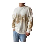 Heren Crewneck Sweatshirt, Katoen Disclaimer , White , Heren