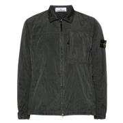 Grijze Nylon Overshirt met Logo Badge Stone Island , Gray , Heren