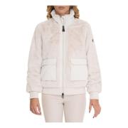 Bomberjack met Imitatiebont en Rits Emporio Armani EA7 , White , Dames