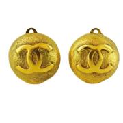 Pre-owned Metal earrings Chanel Vintage , Yellow , Dames