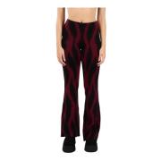 Dierenprint Gebreide Flare Broek Akep , Red , Dames