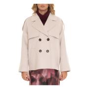 Dubbelbreasted Caban Jas met Logo Liu Jo , Beige , Dames