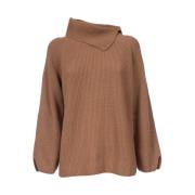 Hoge hals wol zijde kasjmier trui Le Tricot Perugia , Brown , Dames