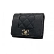 Pre-owned Leather wallets Chanel Vintage , Black , Dames