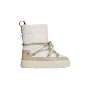 Monogram Snowboot met Vetersluiting Tommy Hilfiger , Beige , Dames