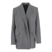 Rhinestone Double-Breasted Oversize Blazer Pinko , Gray , Dames