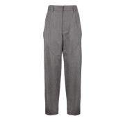 Oversized Grijze Wollen Broek Brunello Cucinelli , Gray , Dames